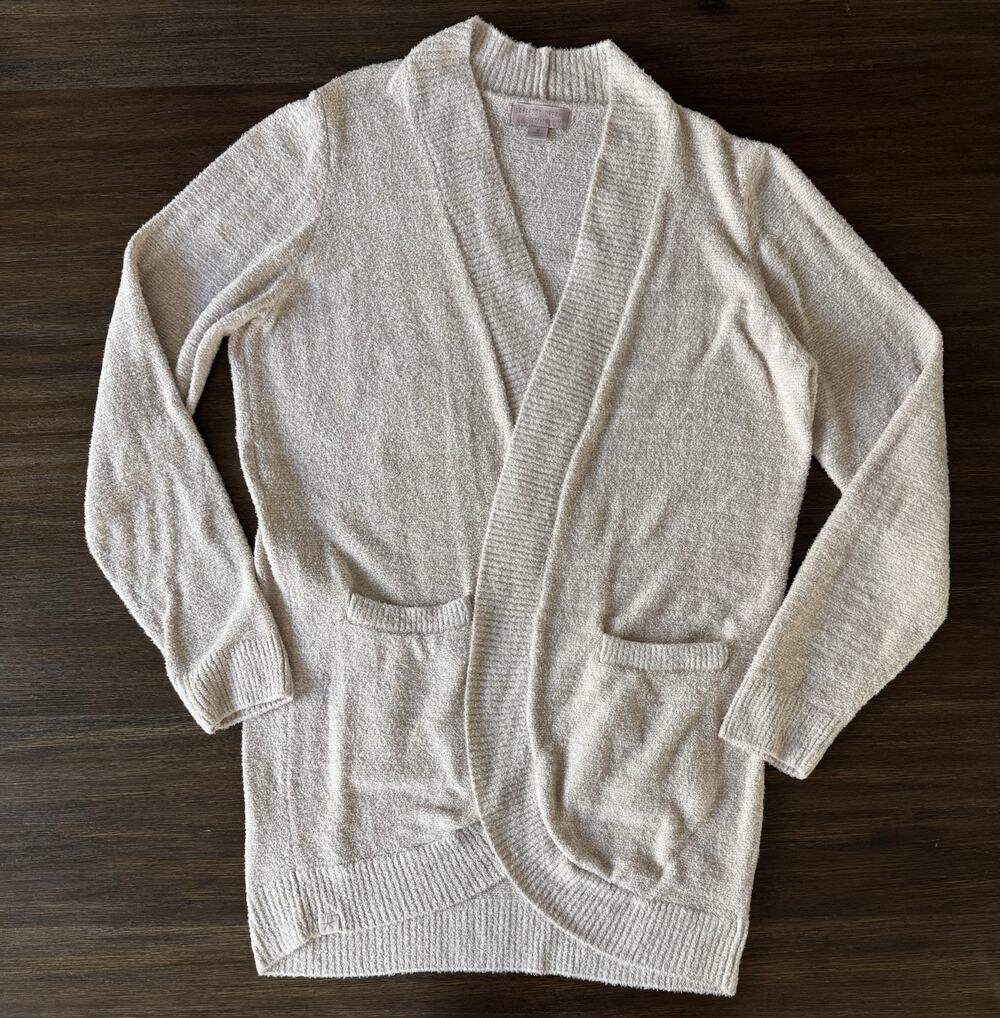 Barefoot Dreams Sweater Cardigan Women’s Medium Long Cozy Chic Blush Beige